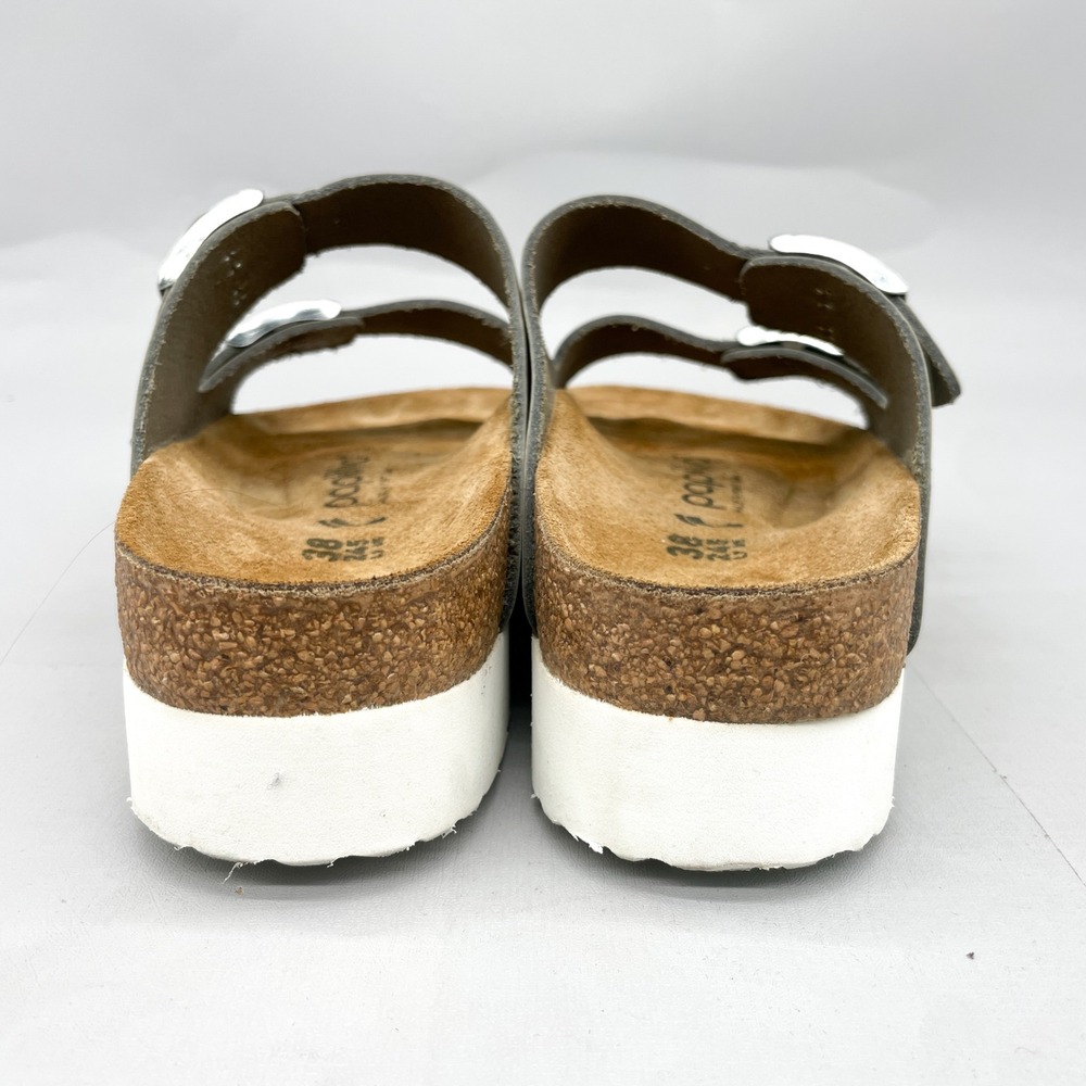 Birkenstock Papillio Arizona Platform Sandals Womens 38 7 N Dove Gray Leather - Picture 6 of 12